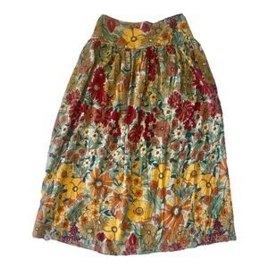 Natural Life Vibrant Floral Midi Skirt Size Medium Boho Flowy NWT